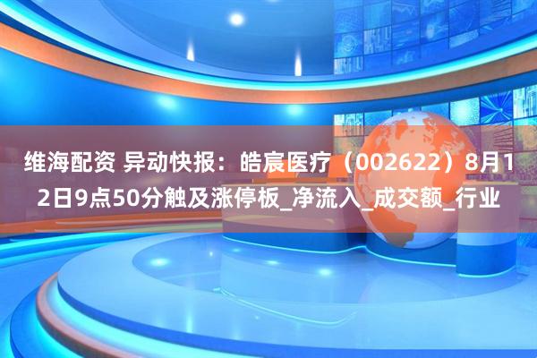 维海配资 异动快报：皓宸医疗（002622）8月12日9点50分触及涨停板_净流入_成交额_行业